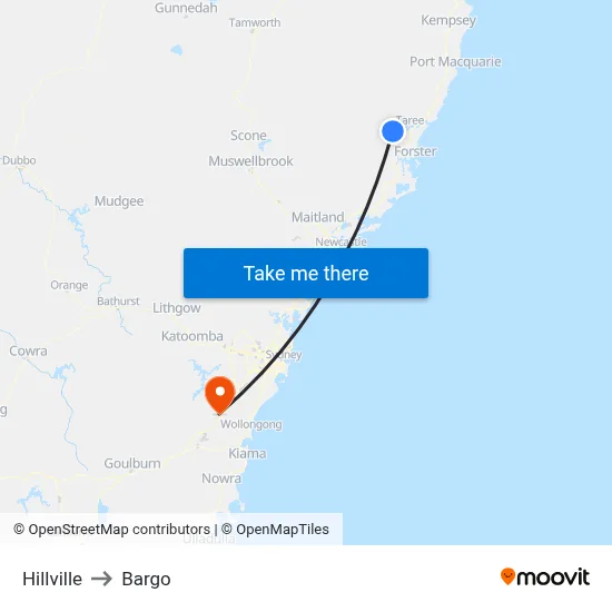 Hillville to Bargo map