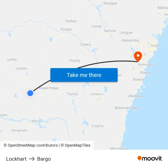 Lockhart to Bargo map