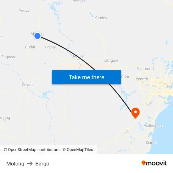 Molong to Bargo map