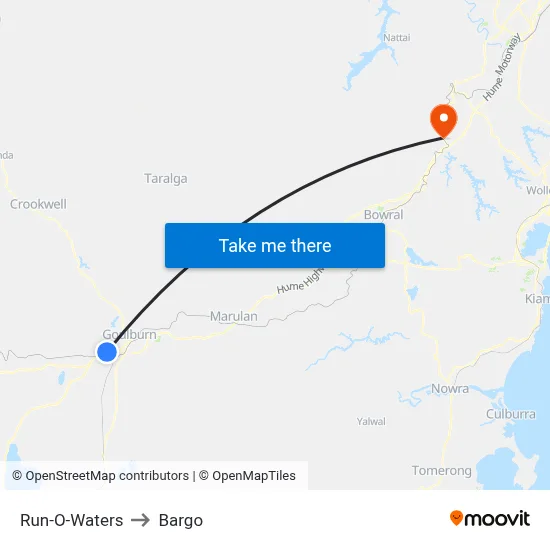 Run-O-Waters to Bargo map