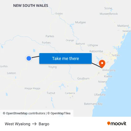 West Wyalong to Bargo map