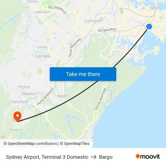 Sydney Airport, Terminal 3 Domestic to Bargo map