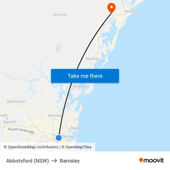 Abbotsford (NSW) to Barnsley map