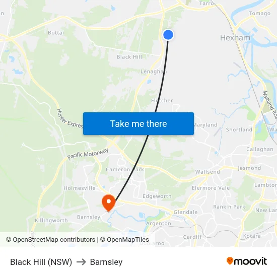 Black Hill (NSW) to Barnsley map