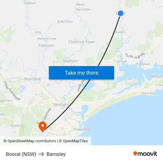 Booral (NSW) to Barnsley map