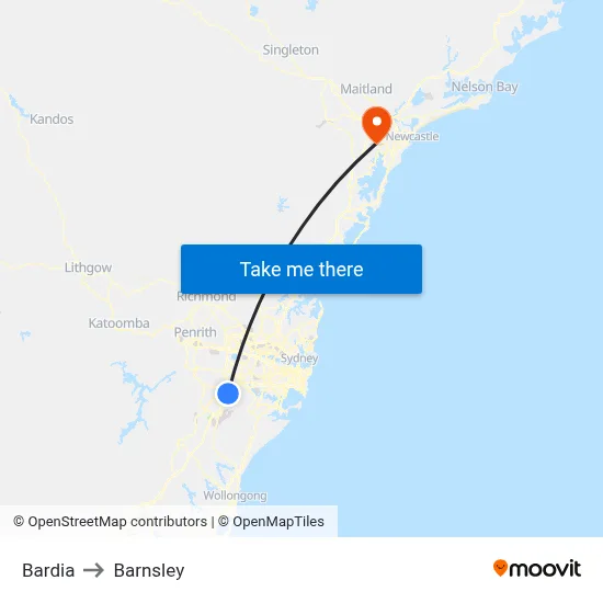 Bardia to Barnsley map