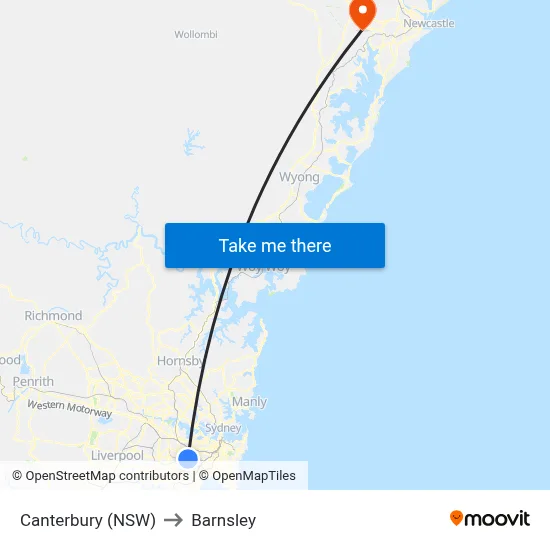 Canterbury (NSW) to Barnsley map