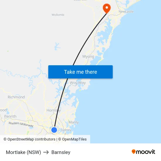 Mortlake (NSW) to Barnsley map