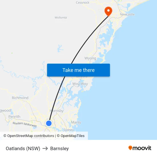 Oatlands (NSW) to Barnsley map