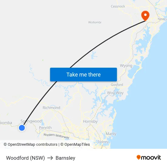 Woodford (NSW) to Barnsley map