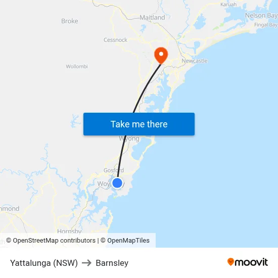 Yattalunga (NSW) to Barnsley map