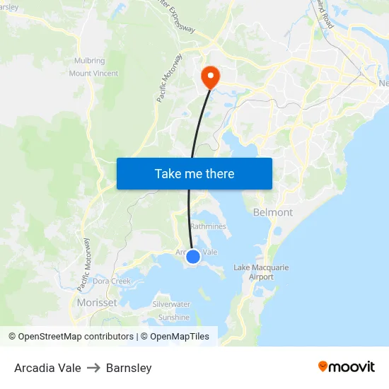 Arcadia Vale to Barnsley map