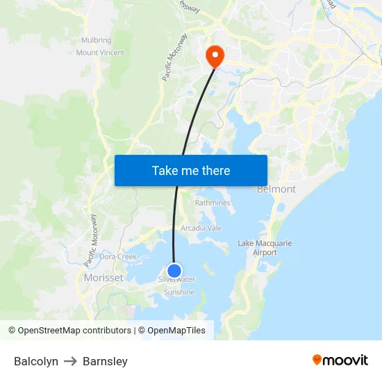 Balcolyn to Barnsley map