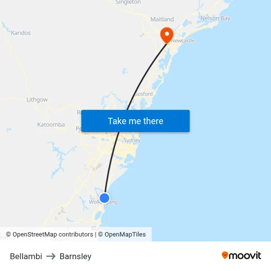 Bellambi to Barnsley map