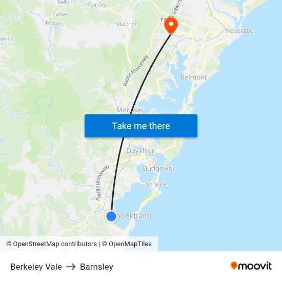 Berkeley Vale to Barnsley map