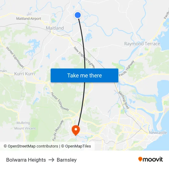 Bolwarra Heights to Barnsley map