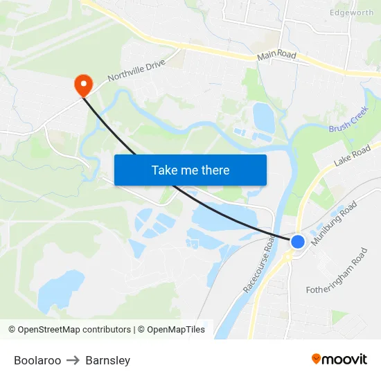 Boolaroo to Barnsley map