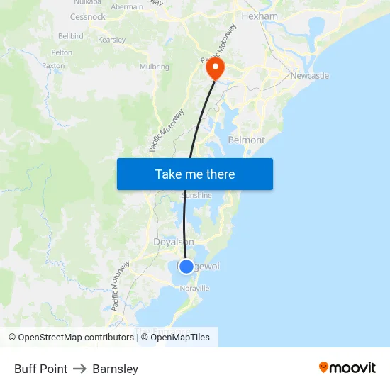 Buff Point to Barnsley map