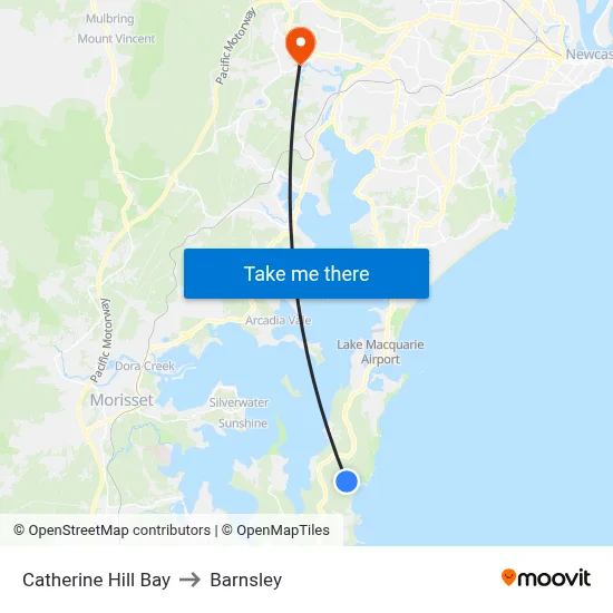 Catherine Hill Bay to Barnsley map