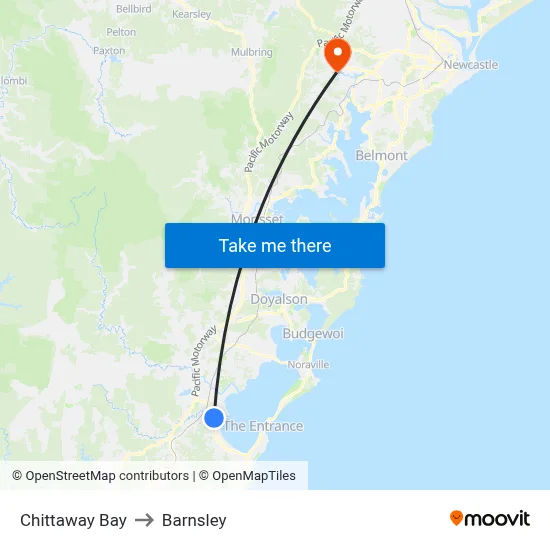 Chittaway Bay to Barnsley map