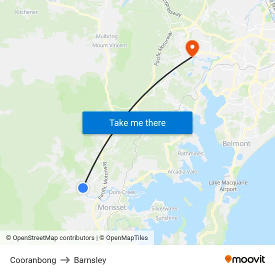 Cooranbong to Barnsley map