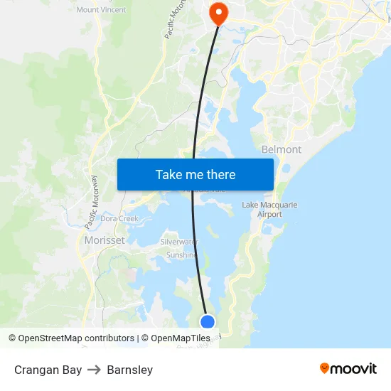 Crangan Bay to Barnsley map