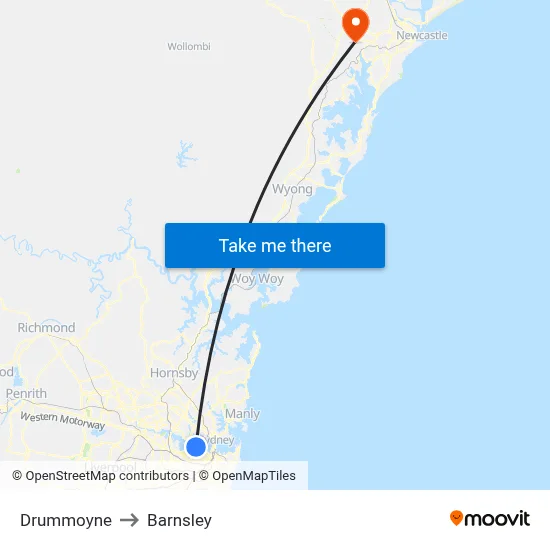 Drummoyne to Barnsley map
