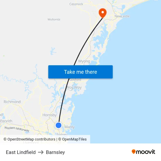 East Lindfield to Barnsley map