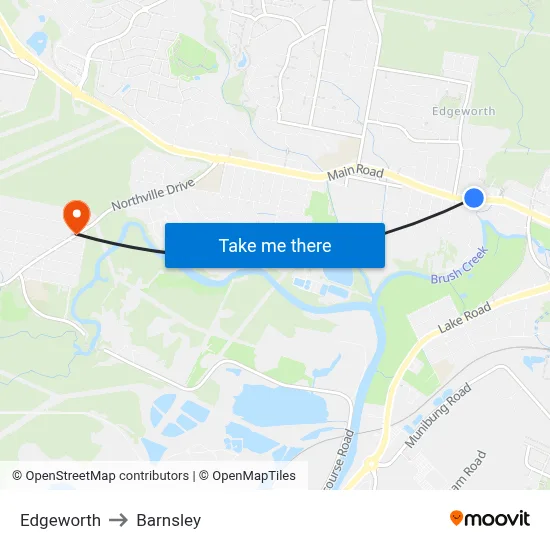 Edgeworth to Barnsley map