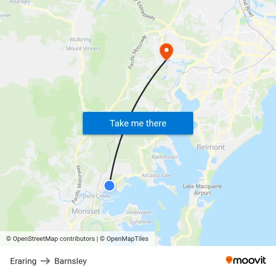 Eraring to Barnsley map