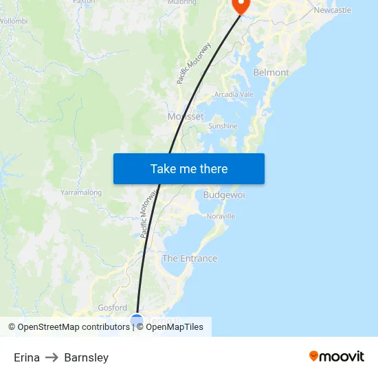 Erina to Barnsley map