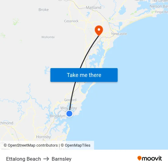 Ettalong Beach to Barnsley map