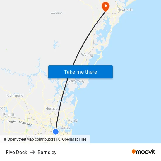 Five Dock to Barnsley map