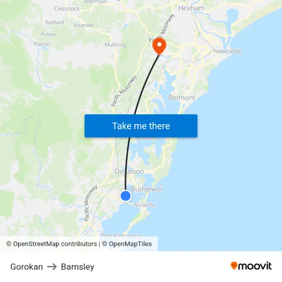 Gorokan to Barnsley map