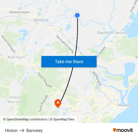 Hinton to Barnsley map