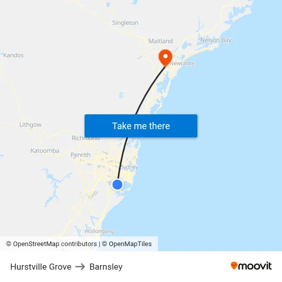Hurstville Grove to Barnsley map
