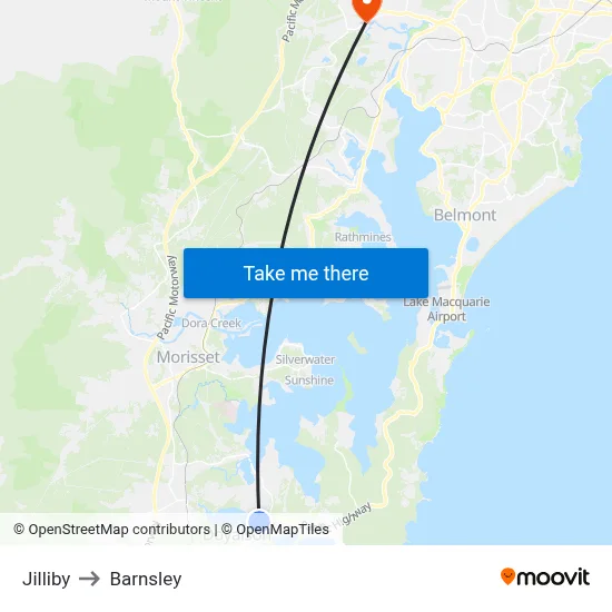 Jilliby to Barnsley map