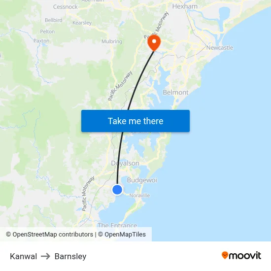 Kanwal to Barnsley map