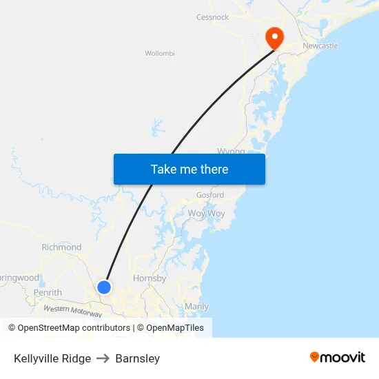 Kellyville Ridge to Barnsley map