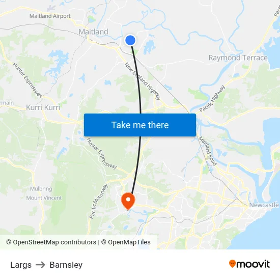 Largs to Barnsley map