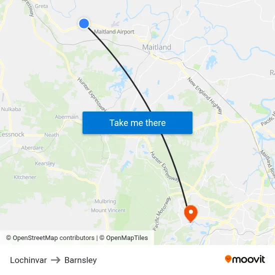 Lochinvar to Barnsley map