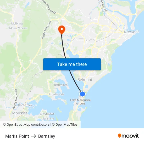Marks Point to Barnsley map