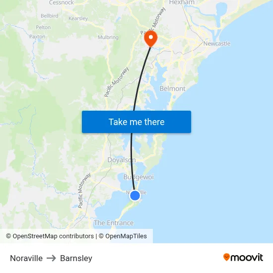 Noraville to Barnsley map