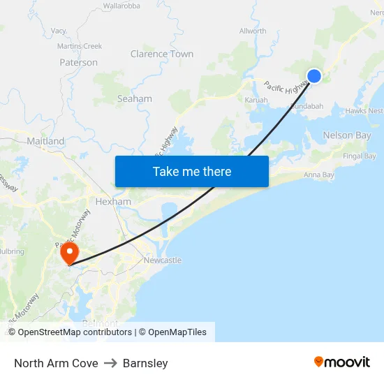 North Arm Cove to Barnsley map