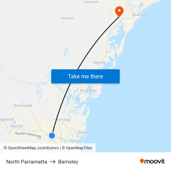 North Parramatta to Barnsley map