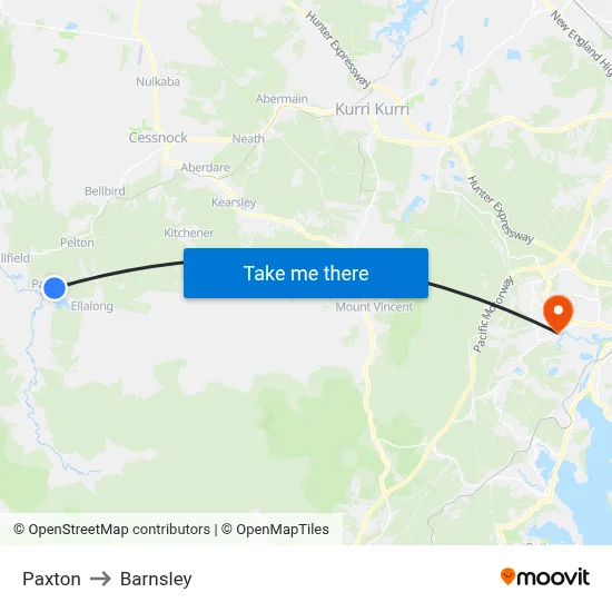 Paxton to Barnsley map