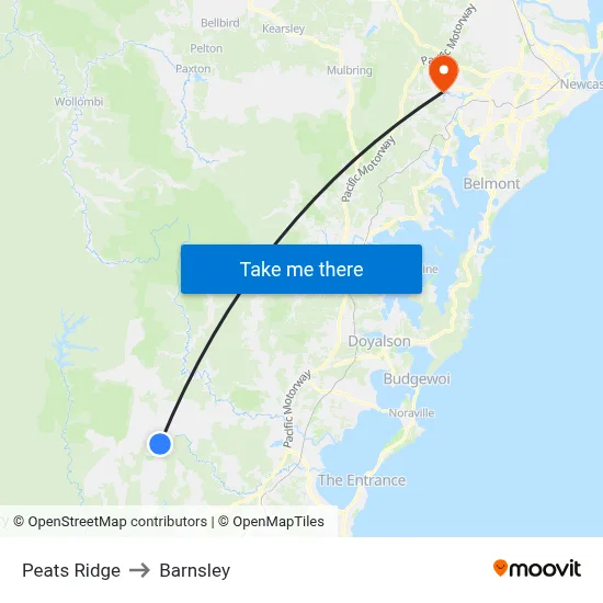 Peats Ridge to Barnsley map