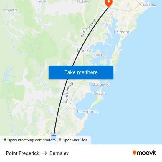 Point Frederick to Barnsley map