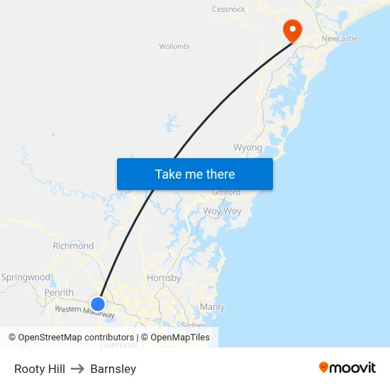 Rooty Hill to Barnsley map