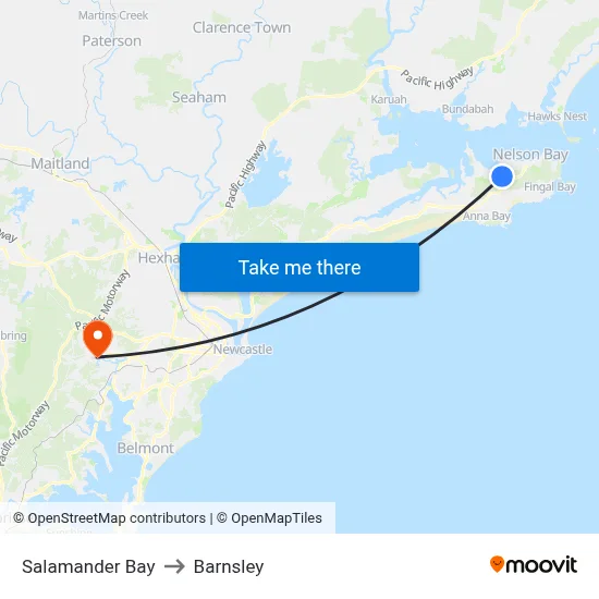 Salamander Bay to Barnsley map